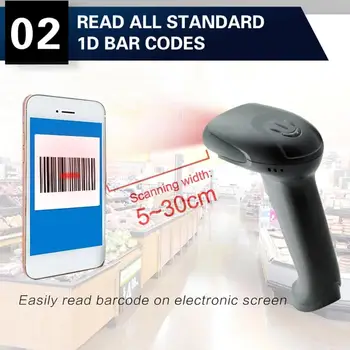 

2.4G Wireless CCD 1D Barcode Scanner Battery Powered Low Energy Consumption Code Reader For Windows Android IOS And Tablets