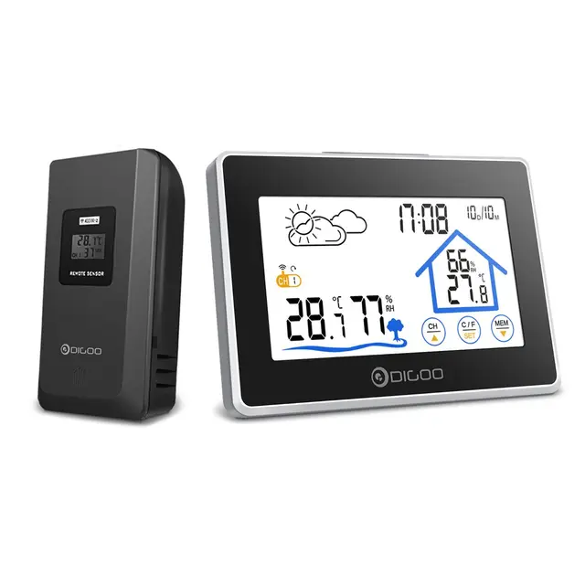 wireless weather forecast station dg-th8380 lcd touch screen back-light thermo made in china
