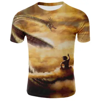 

New Dragon Ball Art 3D Printing Summer Anime Short Sleeve O Collar Top Tee Street Wear Casual Fashion Men Funny T-Shirt
