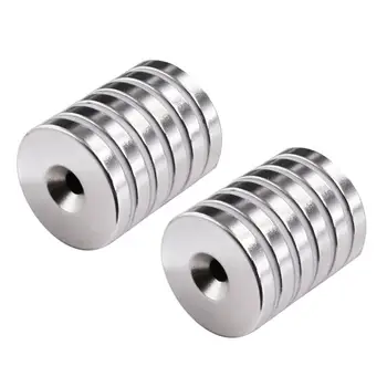 

12pcs 20x5mm Super Permanent Round Countersunk Head Magnetic Ring Magnet Rare Earth Magnet Strong (Silver)