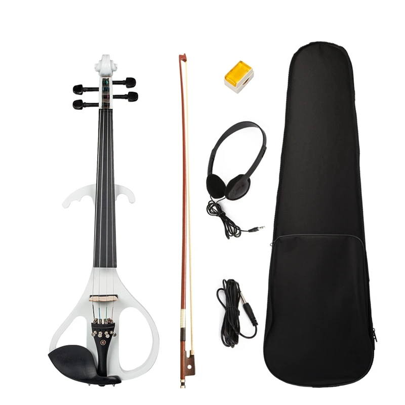 

Full Size 4/4 Solid Wood Silent Electric Violin Fiddle Maple Body Ebony Fingerboard Pegs Chin Rest Tailpiece