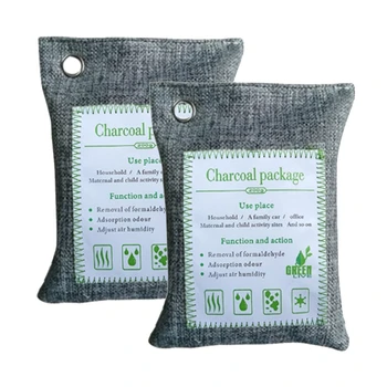 

2 Pcs Activated Bamboo Charcoal Bags Air Purifying Bags Natural Air Purifier Freshener Neutralizer Odor Remove Eliminator Deodor