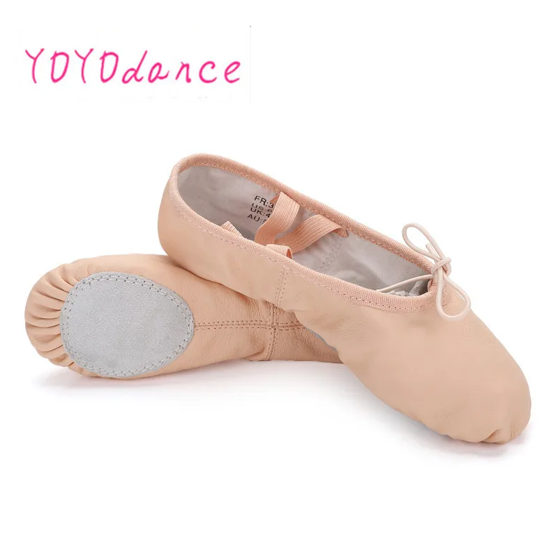Профессиональные балетки, шлепанцы Для женщин Девушки малышей брендовая натуральная кожа Zapatillas полный Разделение танцевальной обуви