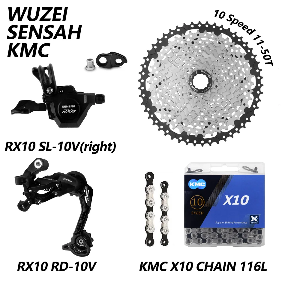 SENSAH RX10 1X10S M6000 велосипедные переключатели 11 42/46/50T кассета маховик KMC X10 цепи