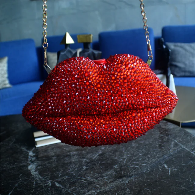 Red Lip Crystal Evening Bag 4