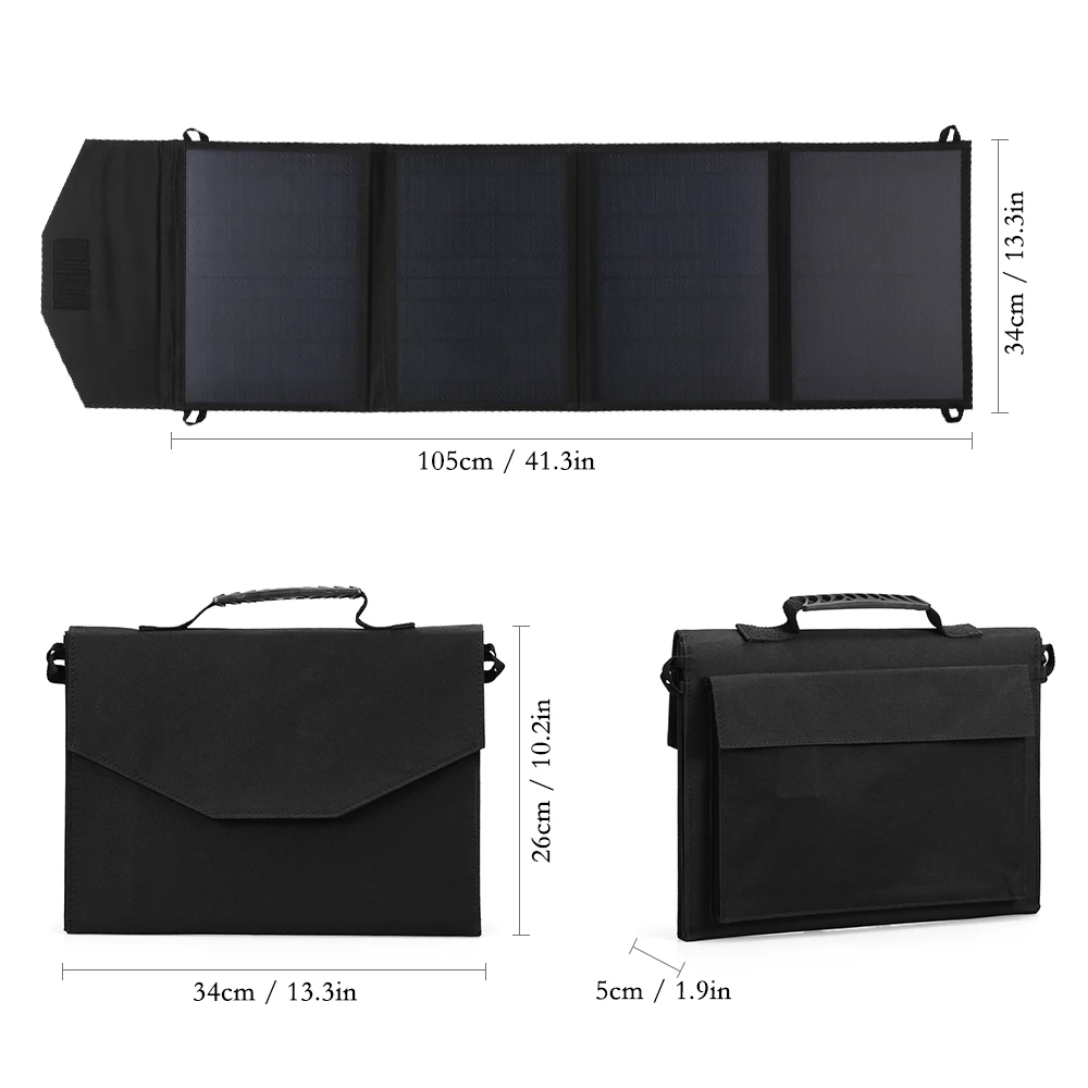 

Outdoor 40W Portable Solar Charger Water Repellent Sun Power Charger 5V/2A USB Port and DC18V Port Portable Solar Panel