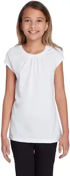 

2020 Girls' Short Sleeve Crewneck Tee Short Casual Cotton O-Neck