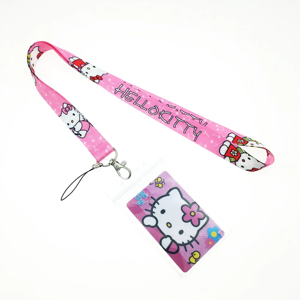 The Best-selling Cute Kitty Lanyard ID Card Holder and Card Sticker Set Cute Keychain Gift