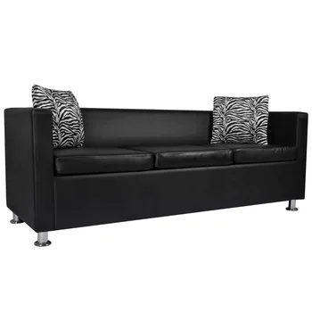 

VidaXL 3-Seat Sofa Synthetic Leather Black 242208