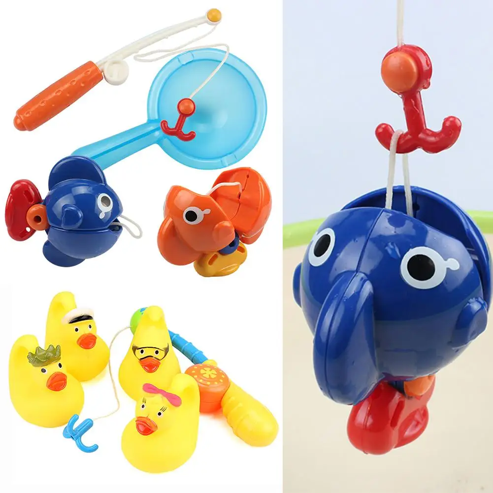 Colorful Floating Fish Ducks Fishing Game Bath Tub Development Kids