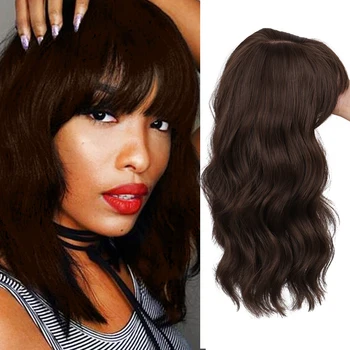 

LUPU Brown Short Wave Bob Female Wigs For Women Synthetic Fake Hair Cosplay/Party/Daily/Wig With Bangs High Temperture Fiber