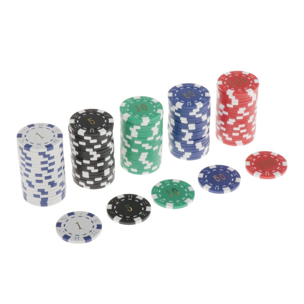 Casino Style 100 Pieces Clay Poker Chip Set Texas Hold'em Poker Casino Game Chips Set