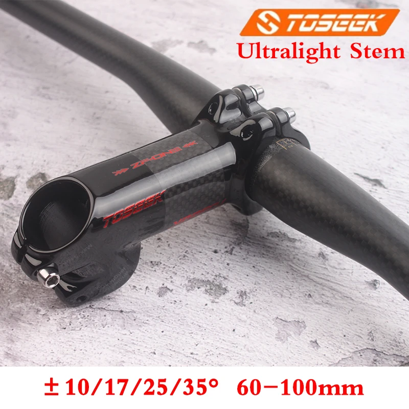 Toseek ZF-ONE haste de carbono 25 / 35 graus mountain bike stem 31.8mm  guiador hastes