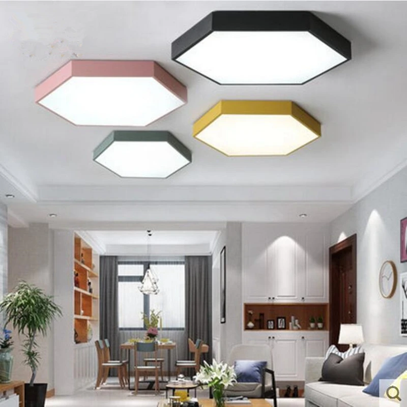 

Nordic Ultrathin LED modern ceiling light hexagon Iron Acrylic ceiling lamp Creative Design for Kitchen Bedroom Study Restaurant