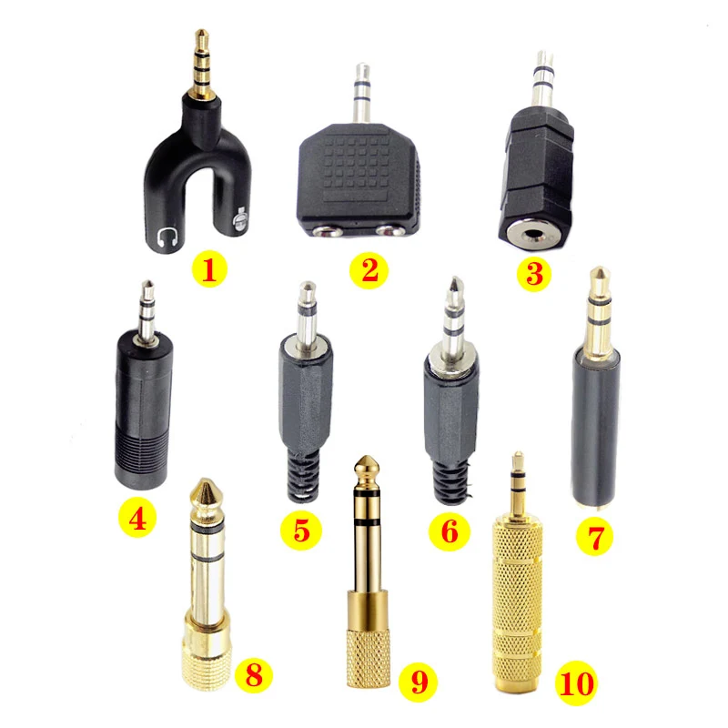 

3.5mm 6.5mm Male Audio Adapter to 3.5mm 2.5mm Female Stereo Plug Connector For Aux Speaker Cable Extende Headphone Jack 10 Types