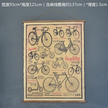 

Large Retro bicycle Linen Cloth Painting Scrolls Poster Mural Paintings Banners Hanging Art Office Loft Ornament Wall