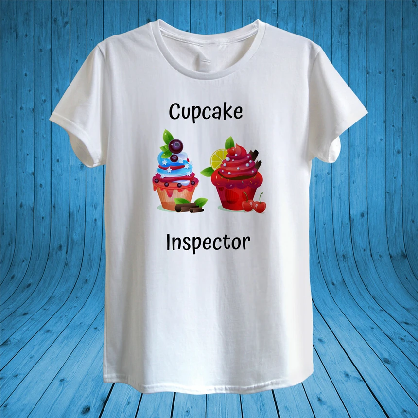 Cupcake Inspector забавные вечерние футболки дизайн унисекс Мужские и женские