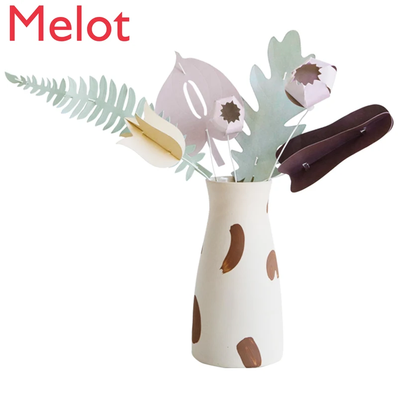 

European-Style Paper Flower Plant Flower Fake Flower Cardboard Bouquet Dried Flower Decorative Ornament Resin Free Shipping