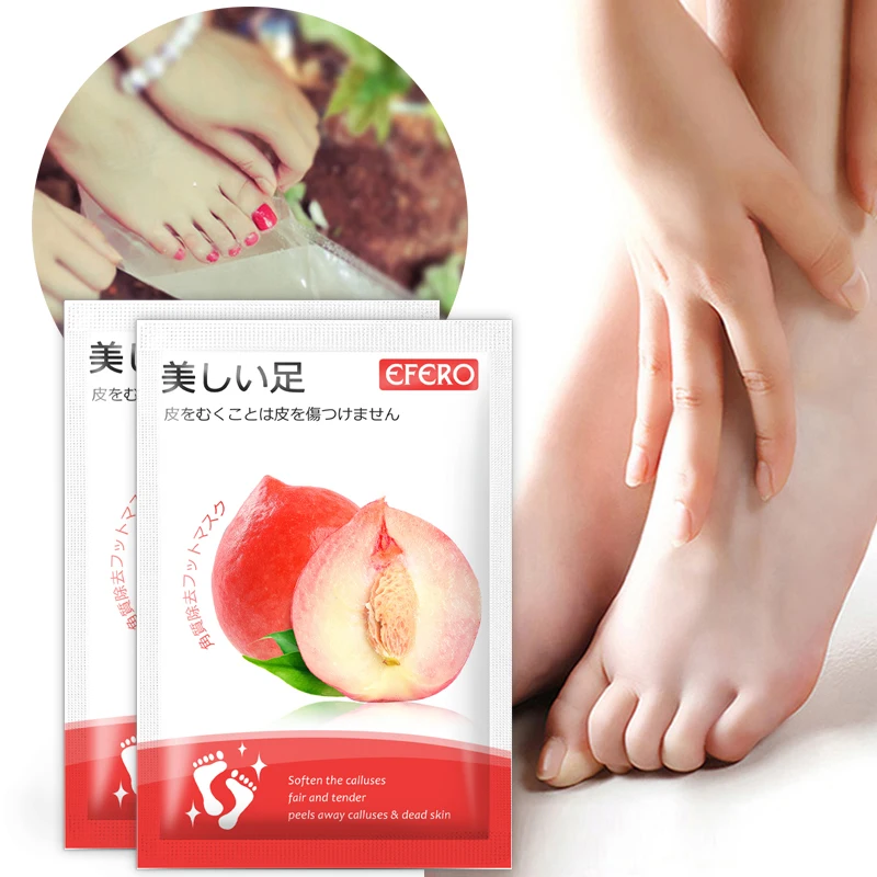 

EFERO 5pairs Moisturizing Exfoliating Foot Mask Peach Feet Peeling Mask Pedicure Socks for Heels Remove Dead Skin Foot Patches