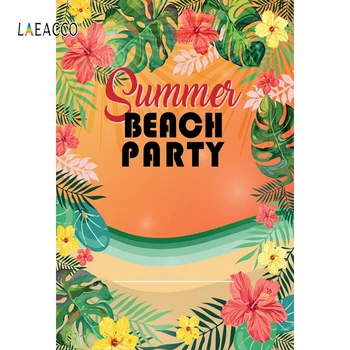 

Laeacco Summer Beach Party Flowers Tropical Leaves Wall Decor Backgrounds Photography Customize Backdrops Props For Photo Studio
