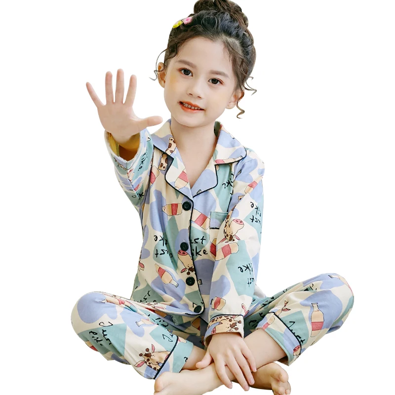 Осенне-зимние детские пижамы из хлопка теплая одежда для сна свободная детская одежда для сна кораллового цвета для девочек пижамный комплект для малышей, домашний комплект для мальчиков - Цвет: C H1 906