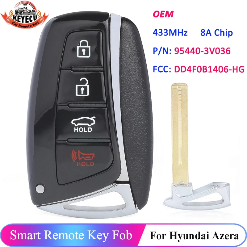 KEYECU OEM P/N: 95440-3V036 DD4F0B1406-HG 4 кнопки 433 МГц 8A чип Автомобильный Дистанционный
