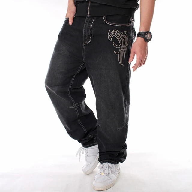 Man Loose Baggy Jeans Hiphop Skateboard Denim Pants Street Dance Hip Hop Rap Male Black Trouses Big Size 30-46 4