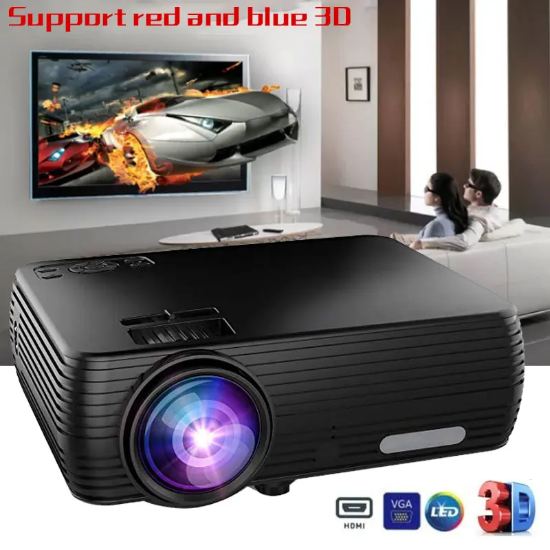 

LED Mini Projector Full HD 4K USB TF HDMI Media Player Home Cinema LCD 16:9 Support Red Blue 3D Home Theater Portable