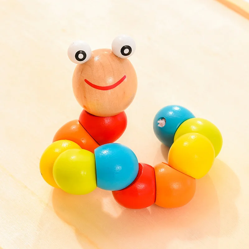 Новейшие красочные деревянные твист червь Пазлы гусеница детские развивающие игрушки Детские Монтессори пальчиковые игрушки для детей
