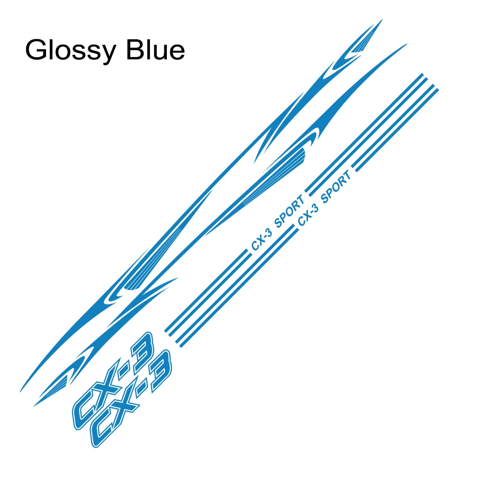 Glossy Blue 1 комплект автомобиля светоотражающие виниловые наклейки Авто двери боковой юбки наклейки для Mazda CX-3 Авто кузова Декор водонепроницаемые наклейки аксессуары для автомобиля - Название цвета: Glossy Blue
