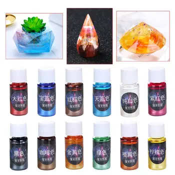 

10ml Pearlescent Pigment Powder Rainbow UV Resin Epoxy Material For DIY Jewelry Pendant Making Crafts Accessories 12 Colors 95AD