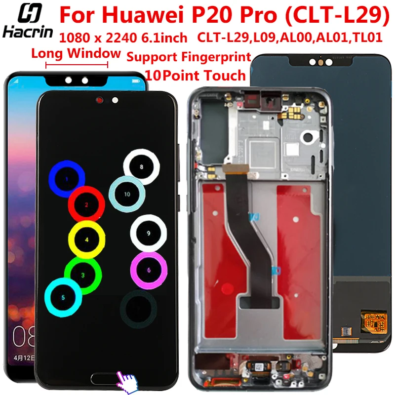 Display For Huawei P20 Pro CLT-L29 L09 LCD Display Touch Screen Digitizer Assembly Replacement For Huawei P20 Pro Screen 6.1inch