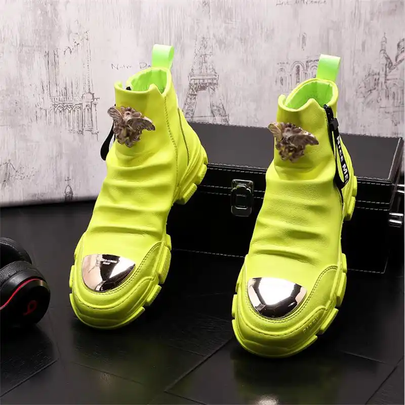 21新メンズブランド高トップ革のファッションスニーカー男性カジュアルシューズ男性フラットブーツゴムメンズデザイナー靴ウォーキング メンズカジュアルシューズ Aliexpress