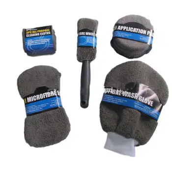 

9PCS / Set Car Wash Cleaning Kit Microfiber Towels Blush Sponge Wash Glove Polish Applicator Pads