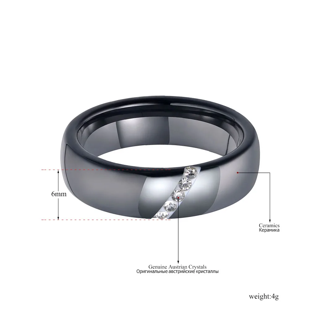 Trendy Ceramic Crystal Wedding Ring Jewelry For Women Stainless Steel Clay Rhinestone Engagement Ring BR19069 wedding rings womens ring finger rings jewelry rings ring jewelry