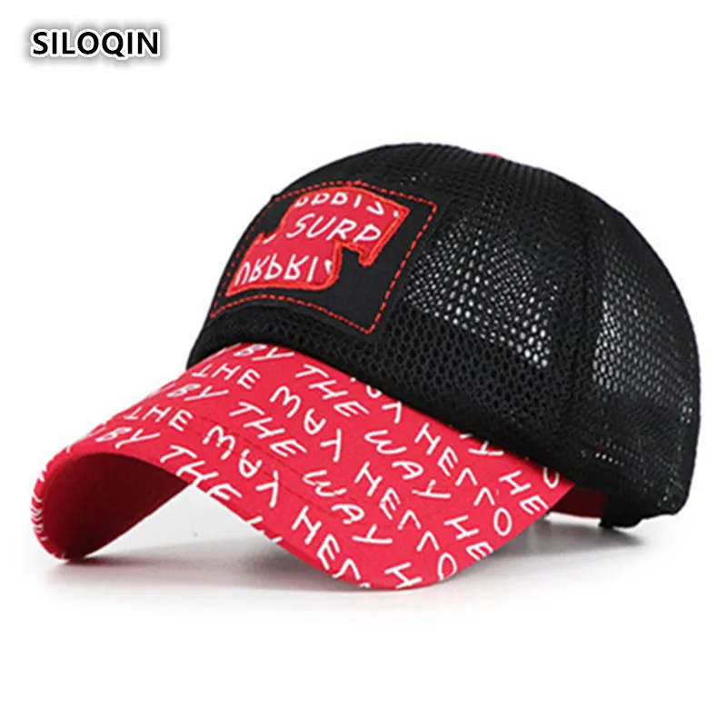 SILOQIN Snapback/Новые летние дышащие бейсболки для мальчиков и девочек, регулируемые размеры, Детские быстросохнущие кепки в сеточку с героями мультфильмов