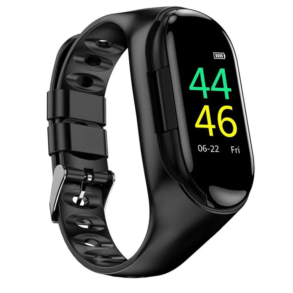 

2-in-1 Wireless Earphone With Color Screen Heart Rate Monitoring Wristband Stereo Earbuds Long Time Standby Sports Watch