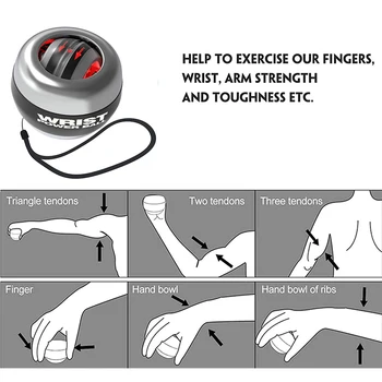 Autostart Powerball Wrist Power Gyro Ball Hand Forearm Strengthering 4