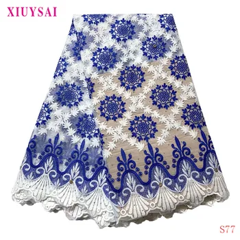 

Blue/White African Lace Fabric 2020 High quality Stones with Embroidery Nigerian Lace Fabric For Women French Mesh Lace Fabric