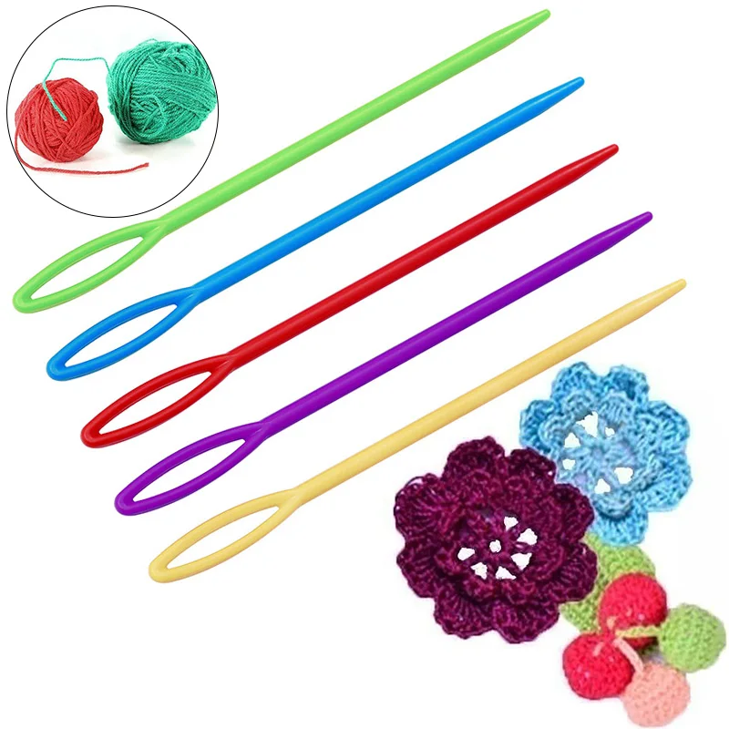 10Pcs 9cm/7cm Plastic Sewing Needles Crochet Hook DIY Sweater Weaving Tool Tapestry Knitting Needles DIY Wool Yarn Needle