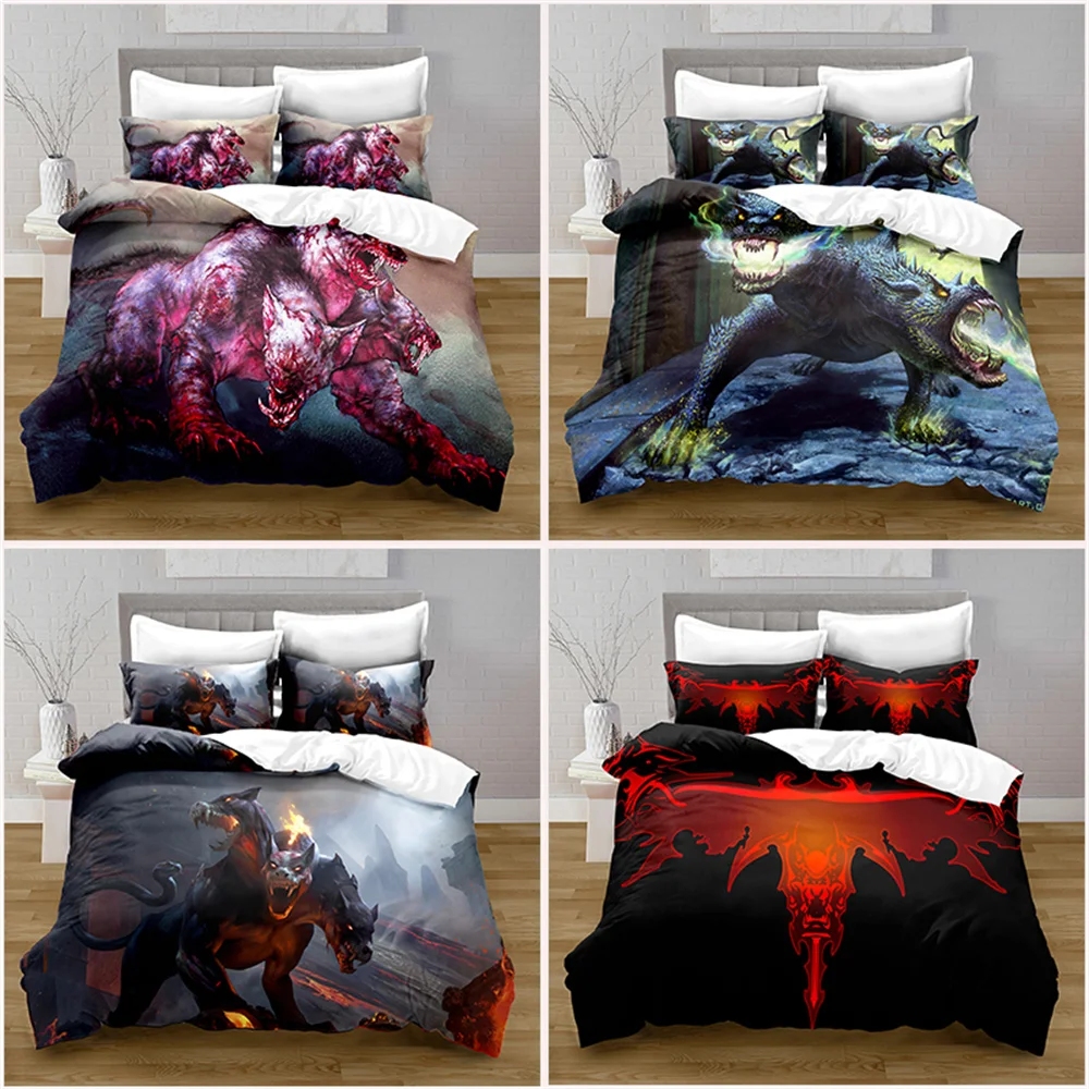 

Home Textiles Printed Cerberus Bedding Quilt Cover & Pillowcase 2/3PCS US/AE/UE Full Size Queen Bedding Set