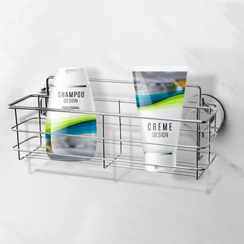 

Stainless Steel Bathroom Shelves Sucker Storage Rack for Shampoo Shower Toilet Wall Holder Drain Bath Suction Cup Basket