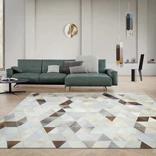 Скандинавский стиль Роскошный Ковер из воловьей кожи в полоску, натуральный ковер из коровьей кожи с мехом для украшения гостиной, офиса