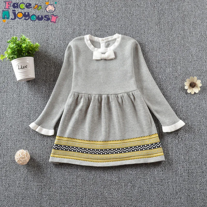 

Girls Knitted Dress 2020 Autumn Winter Clothes Lattice Kids Toddler Baby Dress For Girl Princess Cotton Warm Christmas Dresses