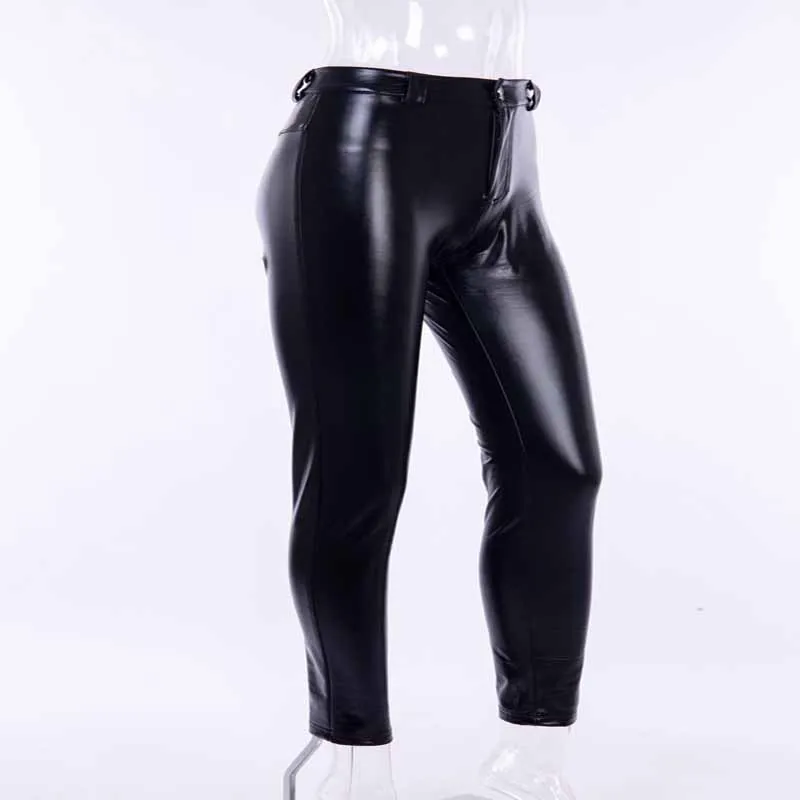 Готический панк женские привлекательные сексуальные черные леггинсы из искусственной кожи с высокой талией леггинсы из искусственной кожи матовая отделка тонкие латексные обтягивающие брюки