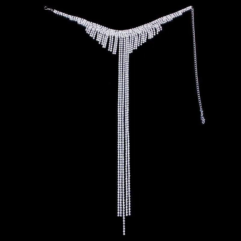 Stonefans Мода Полный горный хрусталь воротник свадебное ожерелье для женщин блестящее длинное кистовое ожерелье кристалл серебро ювелирные изделия Рождество