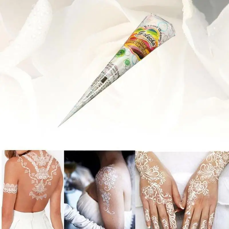 Набор для Временной Татуировки с натуральными травяными конусами хны белая