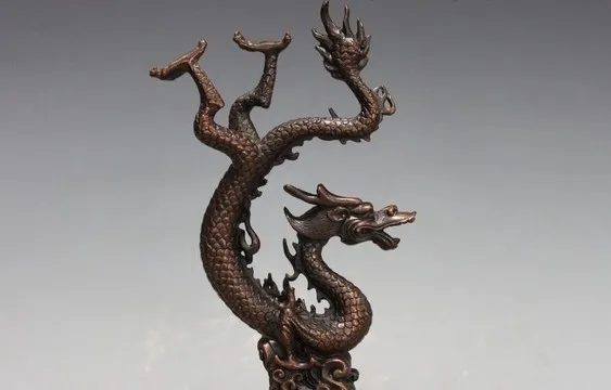 320 Fengshui чистая бронзовая Медь Lucky fly Dragon Дворцовая статуя декора