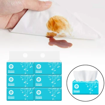 

6packs Home Office Facial Tissues Napkin Wood Pulp Water Absorption 3 Layers Kitchen Bathroom Pumping Paper Restaurant Unscented
