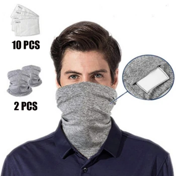 

2 Pcs Multi-purpose Bandanas Unisex Anti-Dust Washable Face Cover Outdoors/Festivals/Sports Scarf With 10 Filters